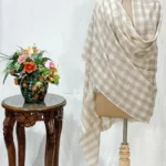 Creamy Beige Checkered Pashmina Shawl