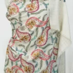 Off-White Pure Wool Shawl with Silk Thread Aari and Zari Jaal Embroidery
