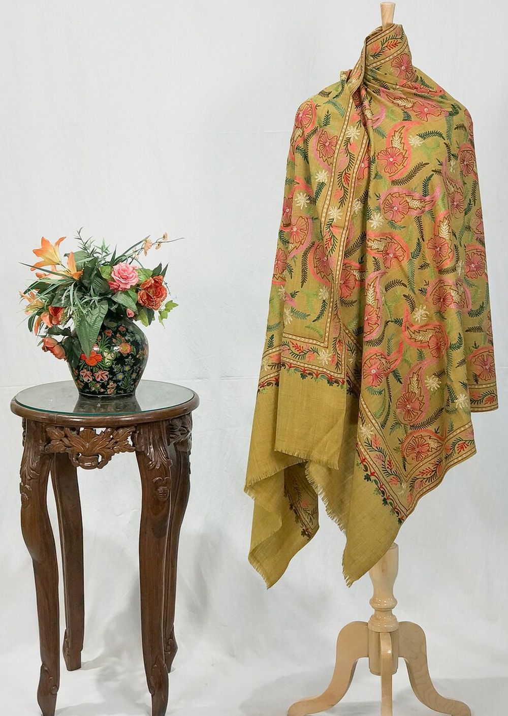 Mustard Pure Wool Shawl with Silk Thread Aari and Zari Jaal Embroiderye_result Mustard Pure Wool Shawl with Silk Thread Aari and Zari Jaal Embroidery