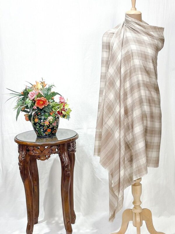Checkered Pashmina Shawl Cream and Beige