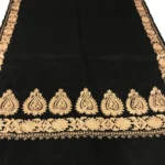 Black Pure Wool Stole with Kashmiri Tilla Embroidery