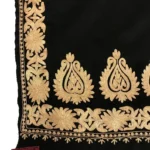 Black Pure Wool Stole with Kashmiri Tilla Embroidery front