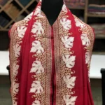 Red Pure Pashmina Shawl With Tilla Embroidery front