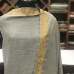 Grey Wani Design Pure Wool Stole with Kashmiri Tilla Embroidery front