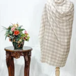 Creamy Beige Checkered Pashmina Shawl