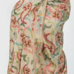 Beige Pure Wool Shawl with Silk Thread Aari and Zari Jaal Embroidery