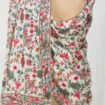 Off-White Pure Wool Shawl with Pink Palla Silk Thread Aari Jaal Embroidery