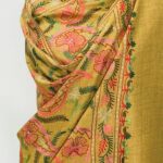 Mustard Pure Wool Shawl with Silk Thread Aari and Zari Jaal Embroidery