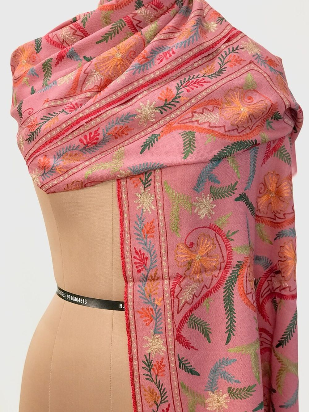 Pink Pure Wool Shawl with Silk Thread Aari and Zari Jaal Embroidery Pink Pure Wool Shawl with Silk Thread Aari and Zari Jaal Embroidery