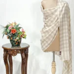Creamy Beige Checkered Pashmina Shawl