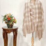 Checkered Pashmina Shawl Cream and Beige
