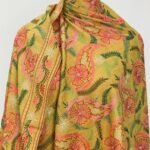 Mustard Pure Wool Shawl with Silk Thread Aari and Zari Jaal Embroidery