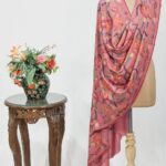 Pink Pure Wool Shawl with Silk Thread Aari and Zari Jaal Embroidery