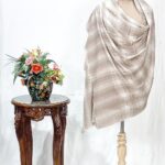 Checkered Pashmina Shawl Cream and Beige