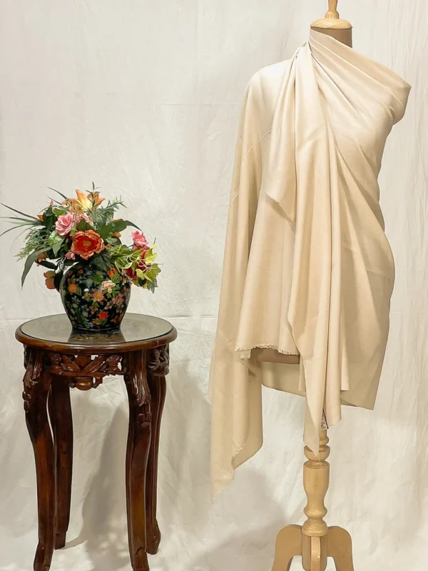Off-White Plain Pure Pashmina Shawl