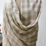 Creamy Beige Checkered Pashmina Shawl