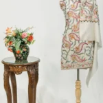 Off-White Pure Wool Shawl with Silk Thread Aari and Zari Jaal Embroidery