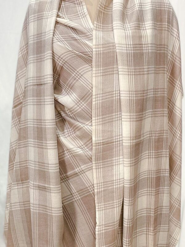 Checkered Pashmina Shawl Cream and Beige