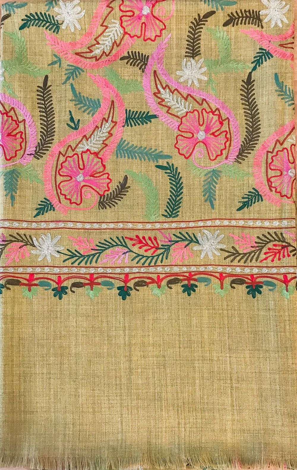 Mustard Pure Wool Shawl with Silk Thread Aari and Zari Jaal Embroidery Mustard Pure Wool Shawl with Silk Thread Aari and Zari Jaal Embroidery