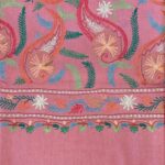 Pink Pure Wool Shawl with Silk Thread Aari and Zari Jaal Embroidery