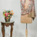 Off-White Pure Wool Shawl with Beige Palla Silk Thread Aari Jaal Embroidery