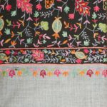 Black Pure Wool Shawl with Grey Palla Silk Thread Aari Jaal Embroidery