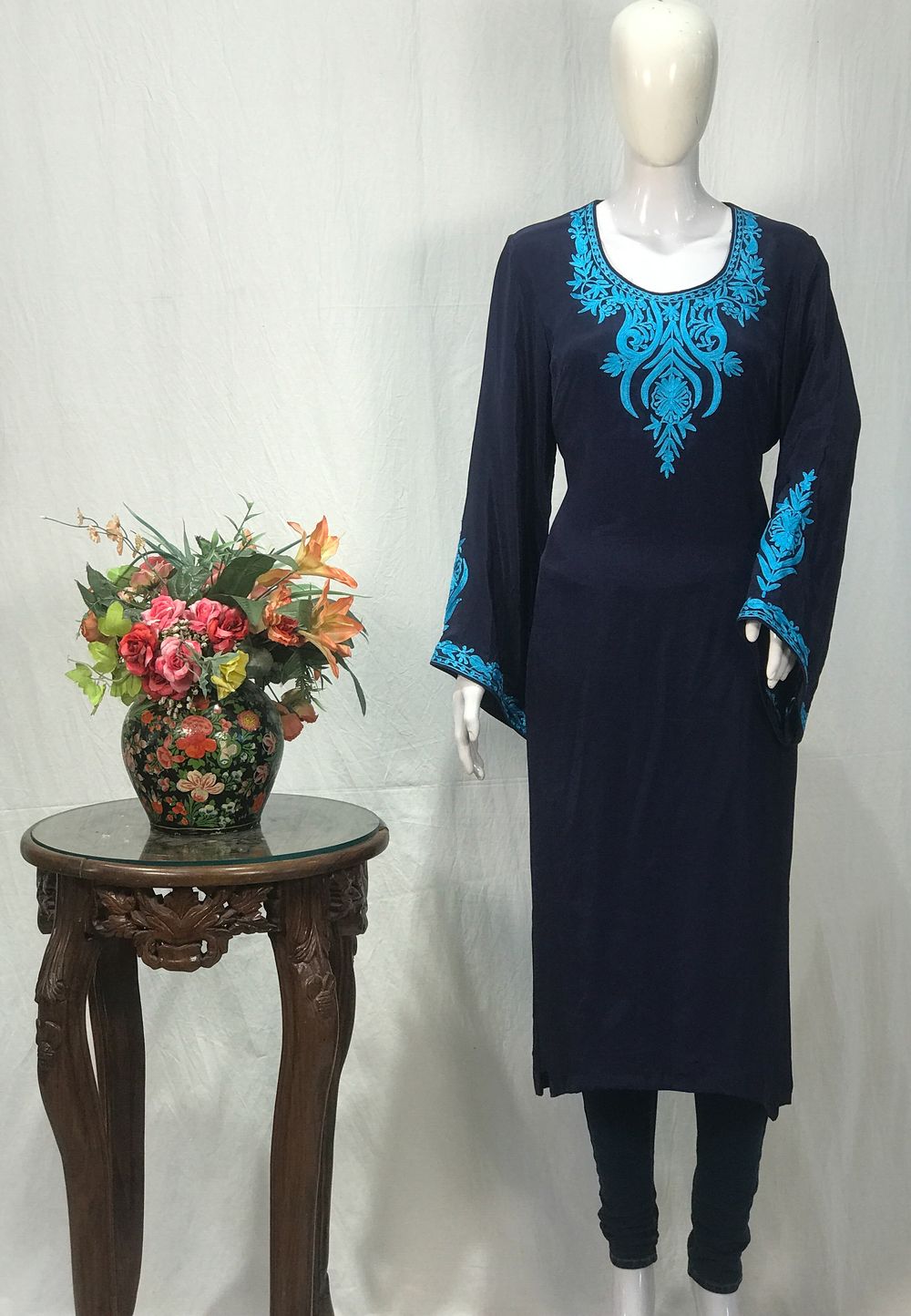 Navy Blue Kurta with Aari Embroidery