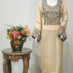 Fawn Kurta with Thread and Zari Embroidery