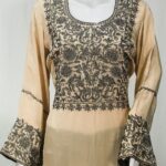 Fawn Kurta with Thread and Zari Embroidery