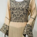 Fawn Kurta with Thread and Zari Embroidery