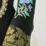 Aari and Zari Embroidered Black Kurta with Banarasi Weave