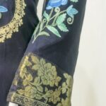 Aari and Zari Embroidered Navy Blue Kurta with Banarasi Weave