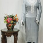 Ash Grey Kurta with Silk Thread and Cut Daana Work