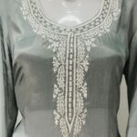 Ash Grey Kurta with Silk Thread and Cut Daana Work