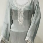 Ash Grey Kurta with Silk Thread and Cut Daana Work