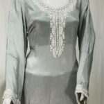 Ash Grey Kurta with Silk Thread and Cut Daana Work