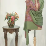 Olive Green Pure Pashmina Shawl With Sozni hand Embroidery