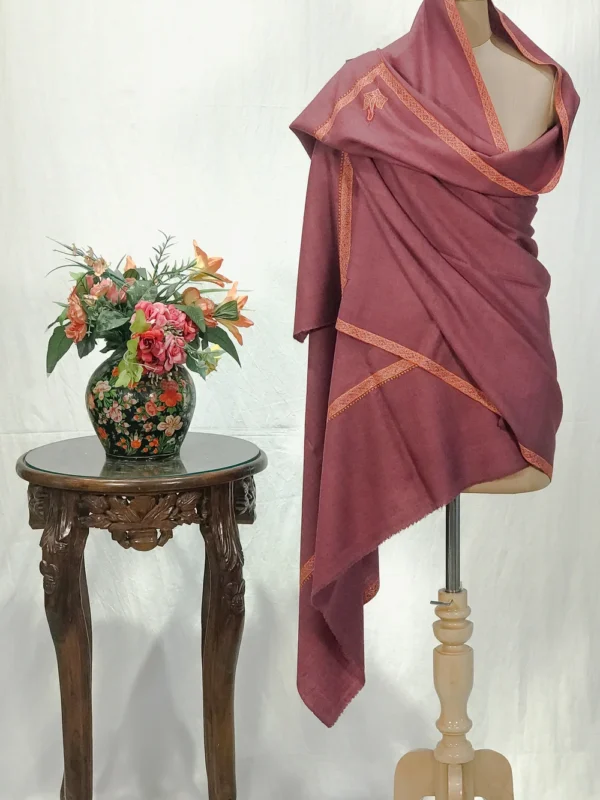 Purple Pure Pashmina Shawl With Sozni hand Embroidery