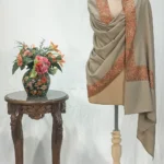 Beige Pure Pashmina Shawl With Intricate Sozni hand Embroidery