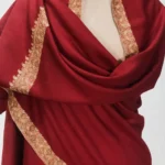 Maroon Pure Pashmina Shawl With Intricate Sozni hand Embroidery front