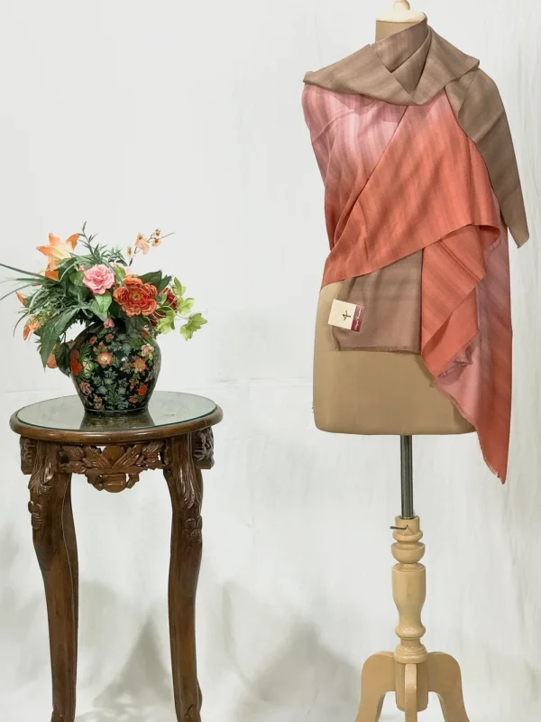 Grey, Pink and Rust Ombre Pure Pashmina Scarf