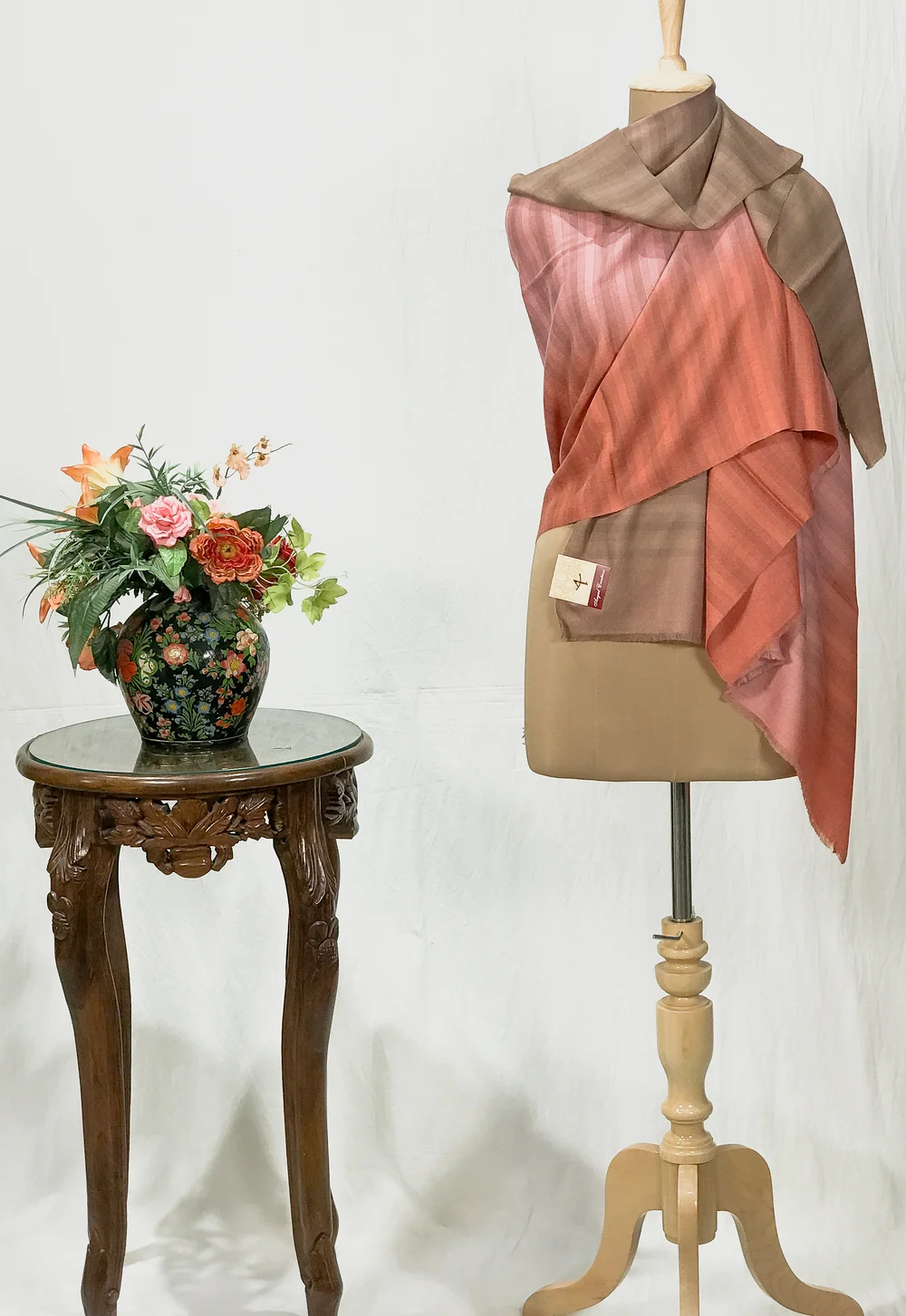 Grey, Pink and Rust Ombre Pure Pashmina Scarf Grey, Pink and Rust Ombre Pure Pashmina Scarf