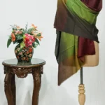 Maroon, Green and Grey Ombre Pure Pashmina Scarf