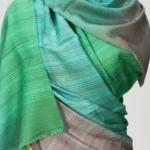 Grey, Blue and Green Ombre Pure Pashmina Scarf front