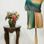 Grey, Green, Beige and Peach Ombre Pure Pashmina Scarf