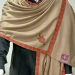 Beige Pure Pashmina Shawl With Sozni Hand Embroidery front