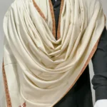 Cream Pure Pashmina Shawl With Sozni Hand Embroidery front