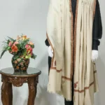 Cream Pure Pashmina Shawl With Sozni Hand Embroidery