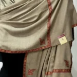 Dark Beige Pure Pashmina Shawl With Sozni Hand Embroidery front
