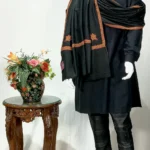 Black Pure Pashmina Shawl With Intricate Sozni Hand Embroidery
